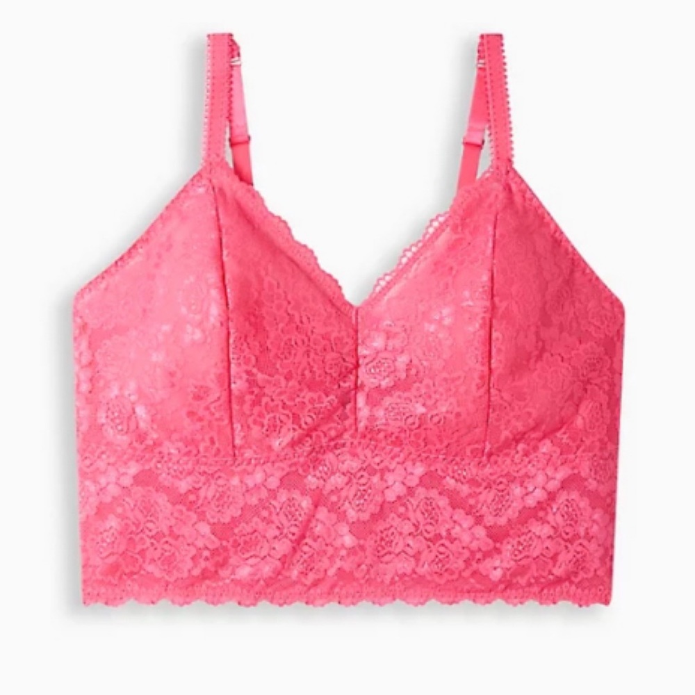 🆕 Pink Unlined Lace Crop Bralette 1 1X 14 16 NWT Torrid New! - Picture 4 of 5